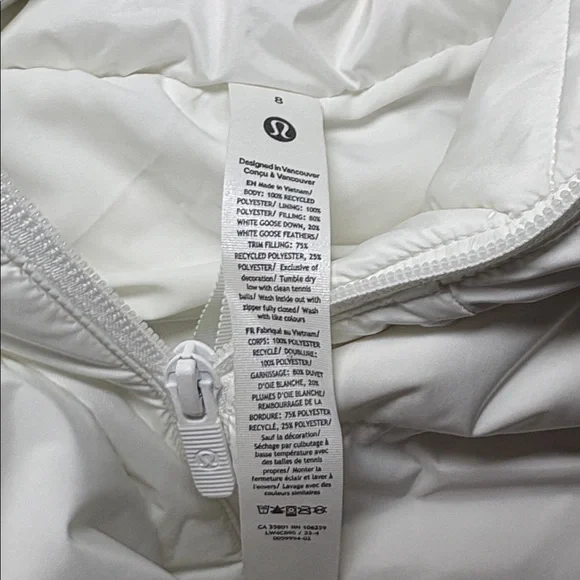 NEW Lululemon Wunder Puff Super Cropped Vest White size 8 - Picture 7 of 11